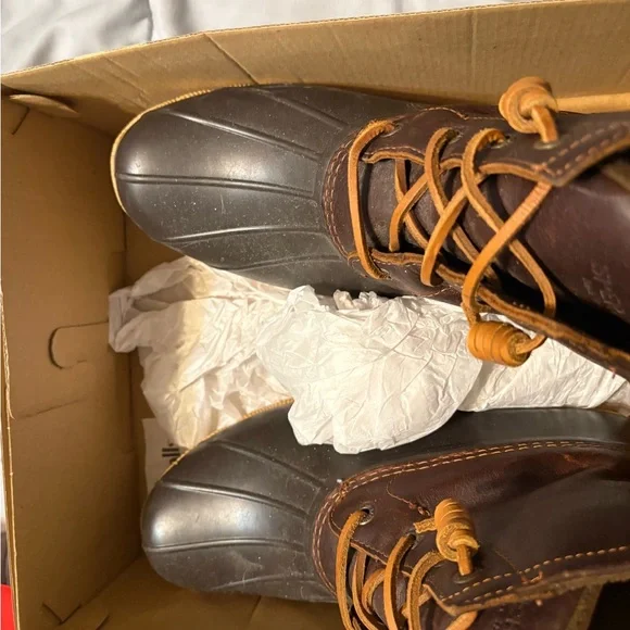 Sperry Men's Black and Brown Leather Rain Boots - Picture 3 of 7